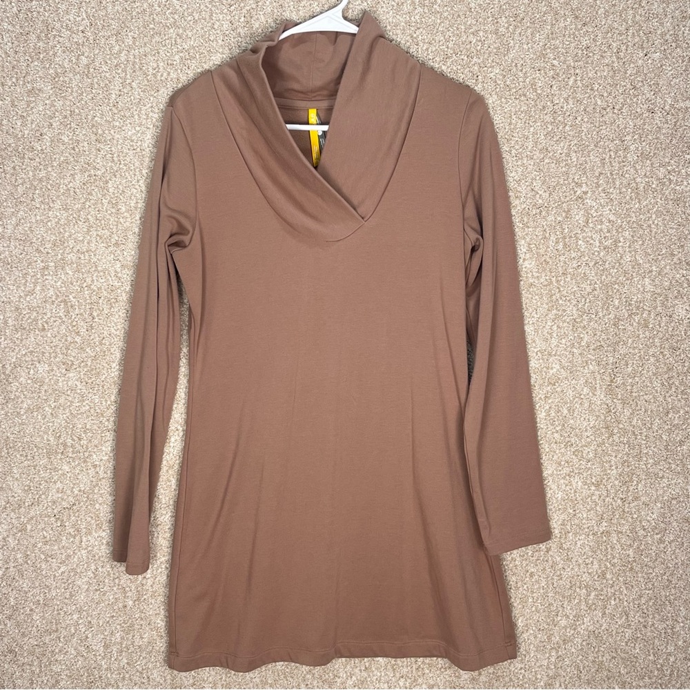 Imperfect Lole tunic top‎ women's long sleeve tan tunic top stretchy size medium